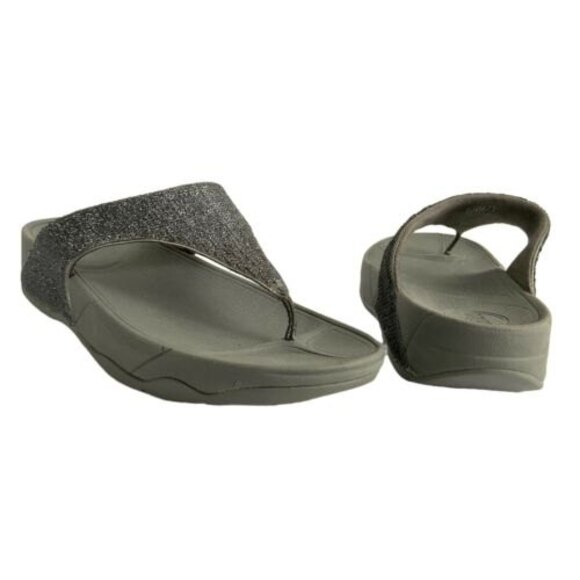 Fitflop Sandals Women Size 9M Gray Superglitz Wedge Thong - Picture 3 of 11